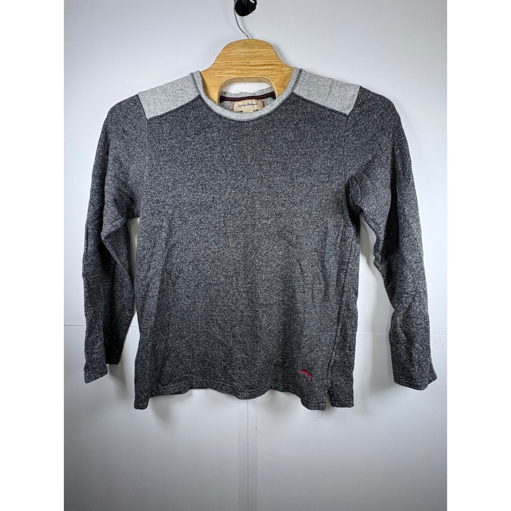 Tommy Bahama Men's Sweater Gray Cotton Long Sleeve Pullover Crew Neck Sz Lg